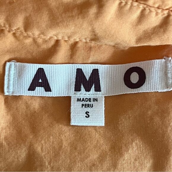AMO Ruth Sleeveless Button Up Shirt Size Small Tangerine Orange Cotton - Picture 4 of 5